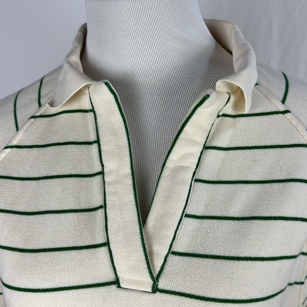 Madewell Oversize V-Neck Striped Fleece Pullover/Sweatshirt - Picture 2 of 6
